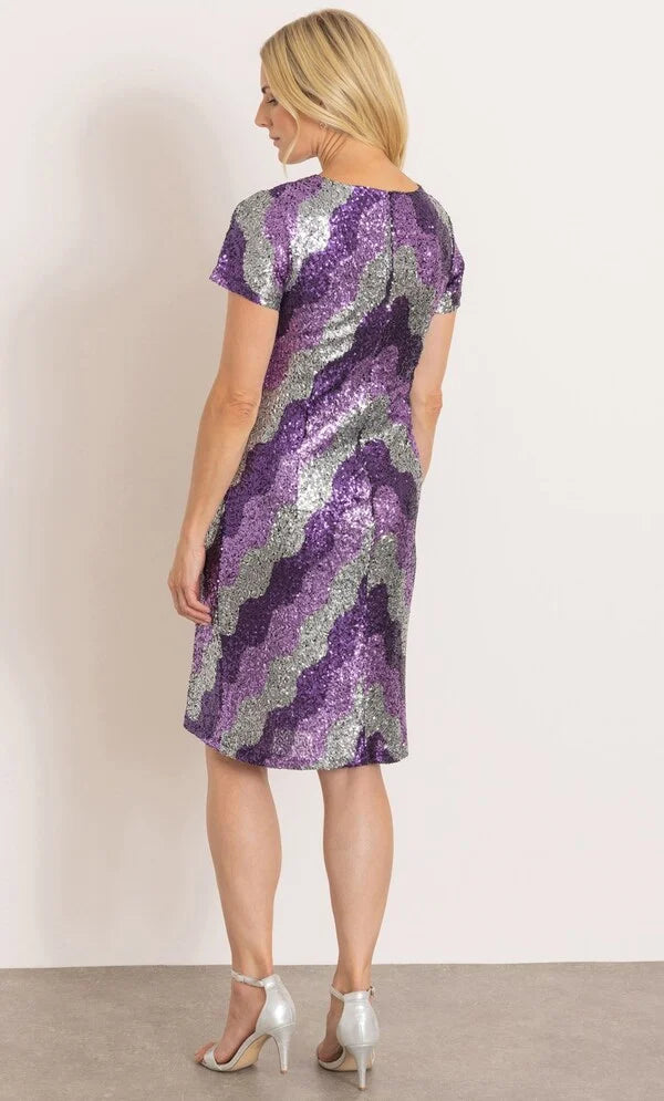 Sequinned Short Sleeve Dress