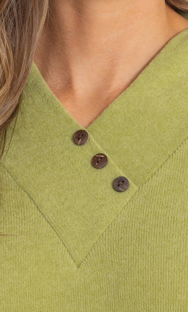 Brushed Knit V Neck Top