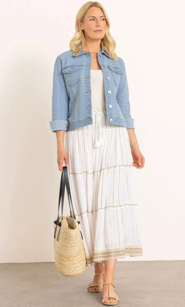 Lurex Striped Pull On Boho Skirt