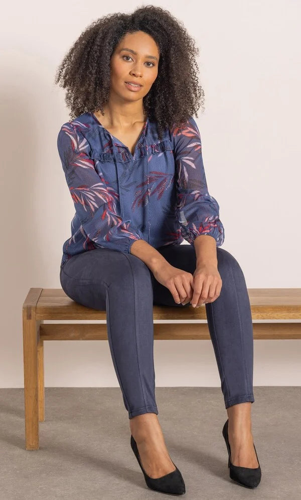 Floral Printed Smocked Hem Top