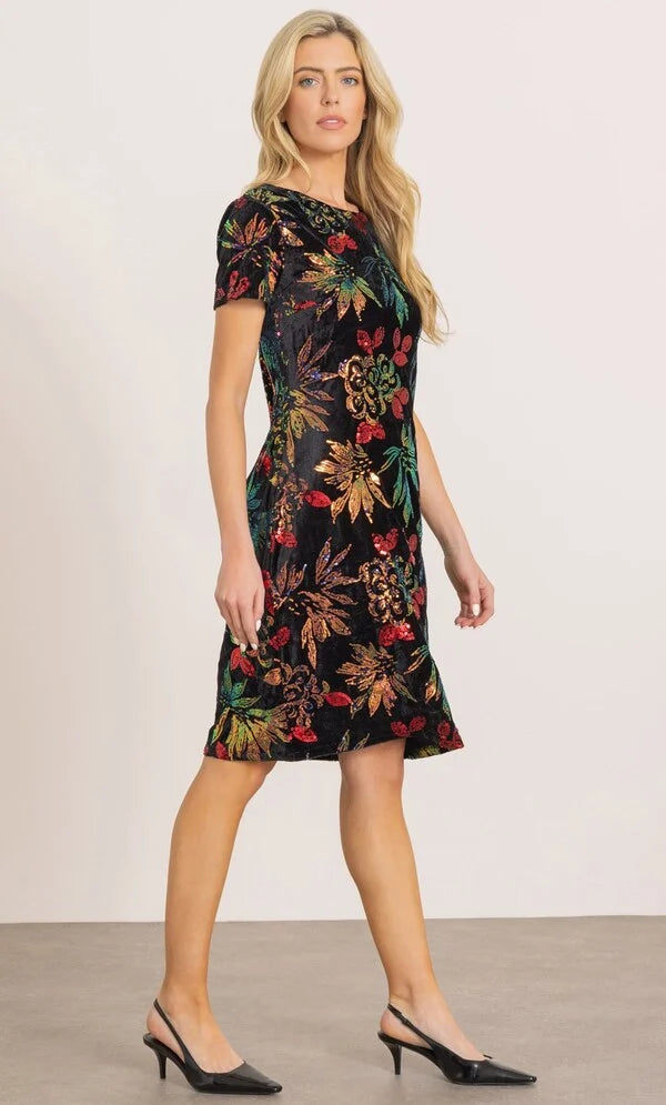 Sequin Velour Fitted Dress