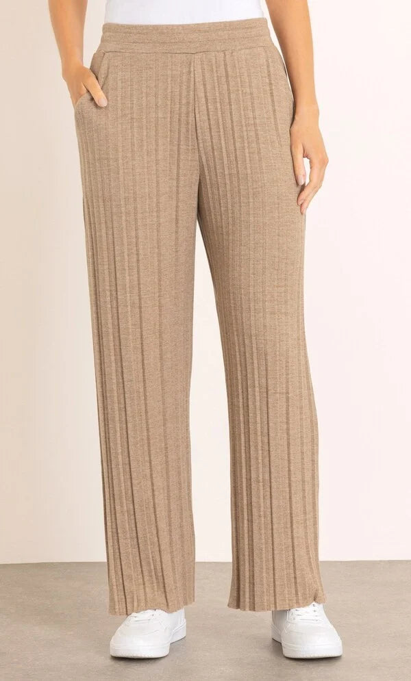 Wide Leg Pleated Knit Trousers
