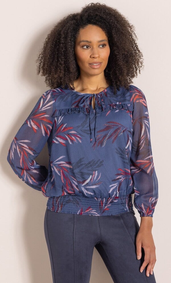 Floral Printed Smocked Hem Top