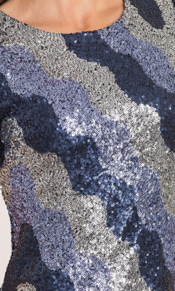 Sequinned Short Sleeve Dress