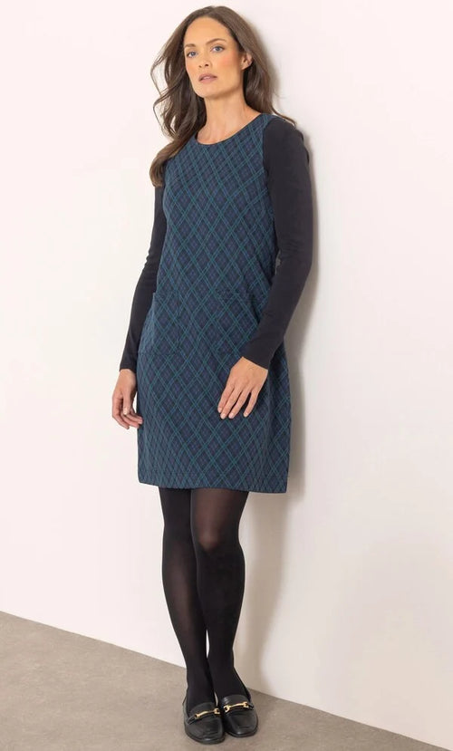 Checked Jacquard Knit Pinafore Dress