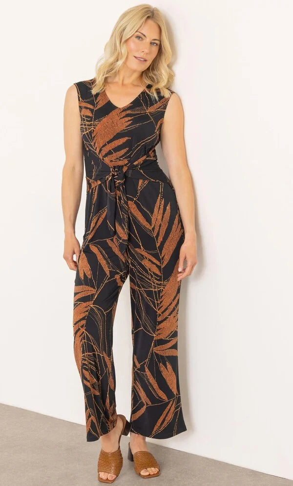 Printed Wide Leg Jersey Jumpsuit
