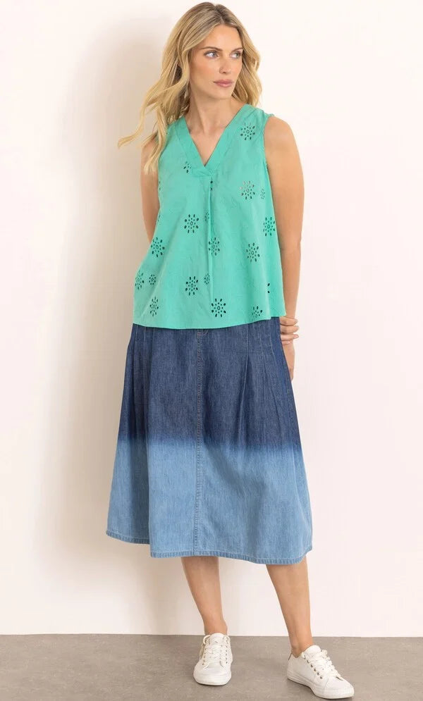 Floral Eyelet Embroidered Sleeveless Cotton Top