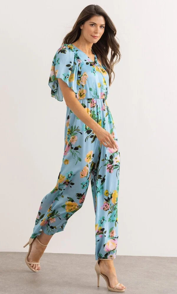 Floral Print Wide Leg Jumpsuit