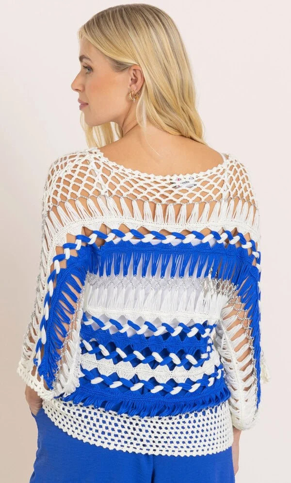 Striped Open Knit Top