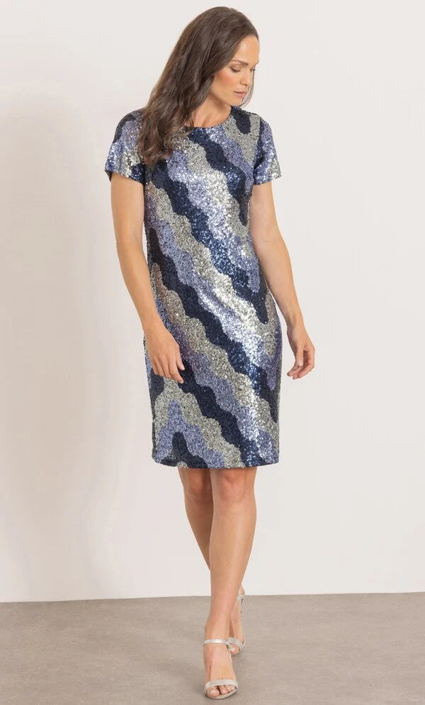 Sequinned Short Sleeve Dress
