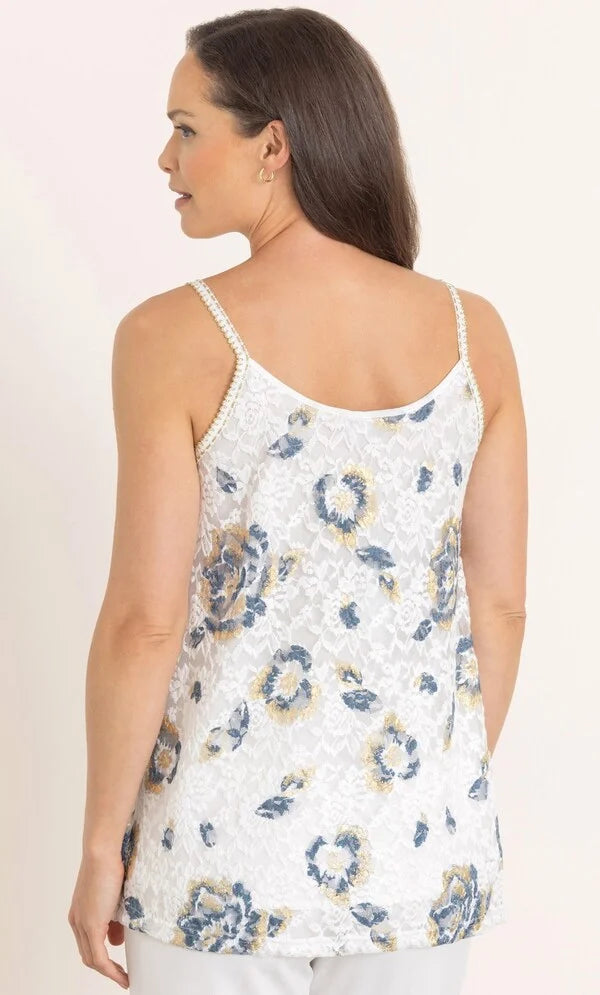 Strappy Shimmer Printed Lace Top