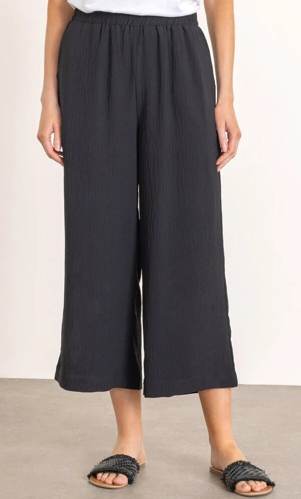 Cropped Wide Leg Pull On Trousers