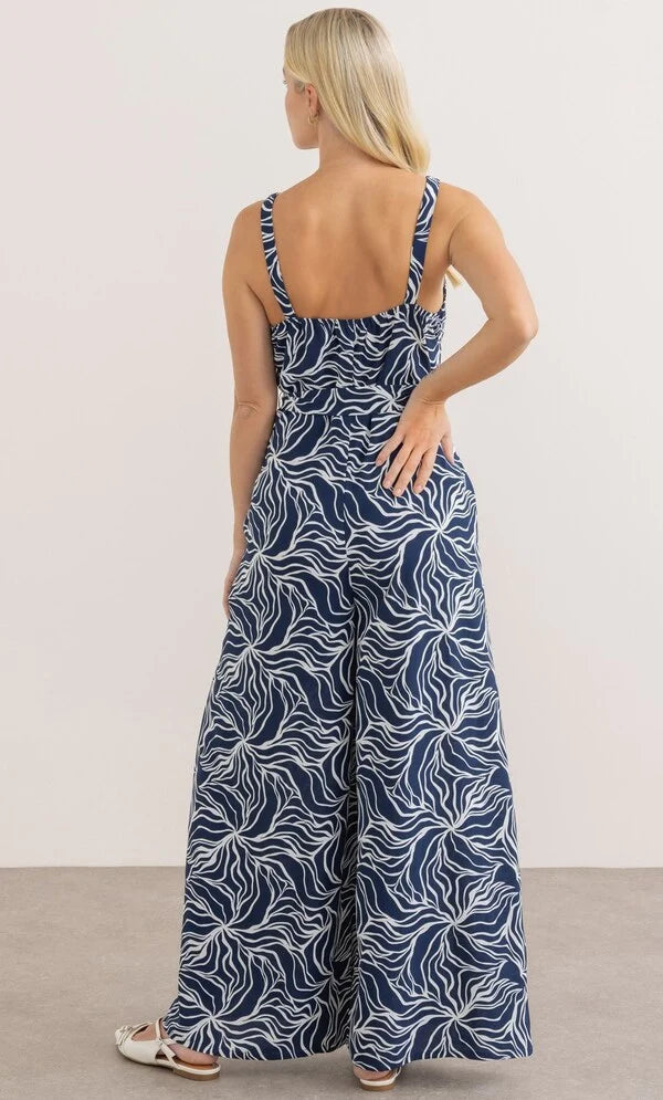 Sleeveless Printed Wide Leg Jumpsuit