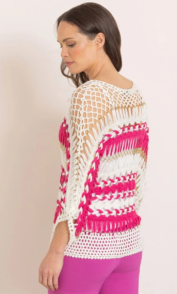 Striped Open Knit Top