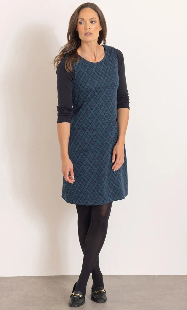 Checked Jacquard Knit Pinafore Dress