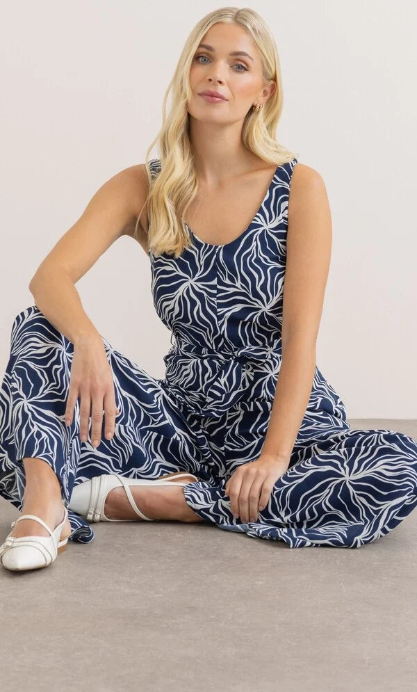 Sleeveless Printed Wide Leg Jumpsuit
