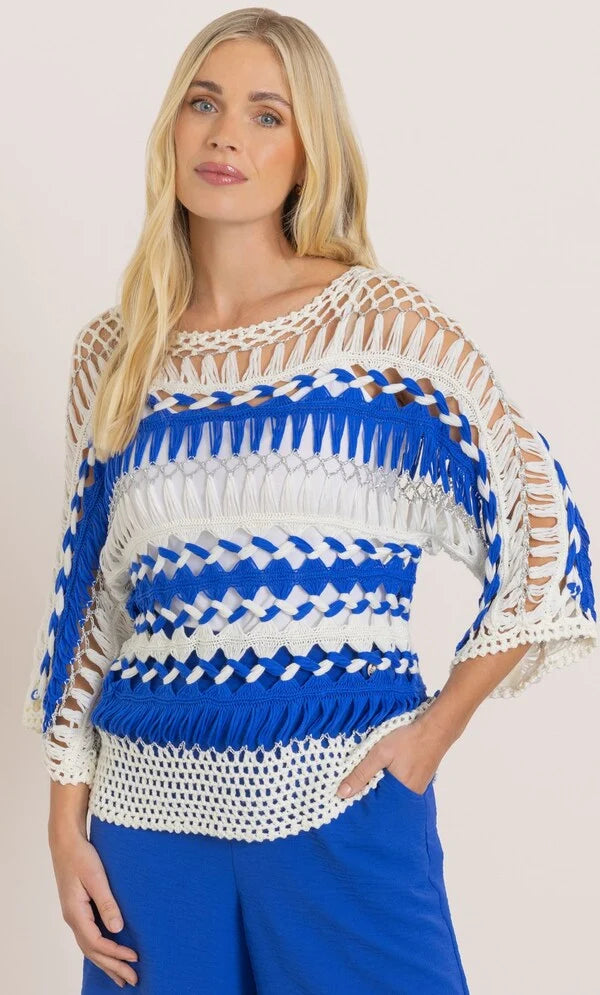 Striped Open Knit Top