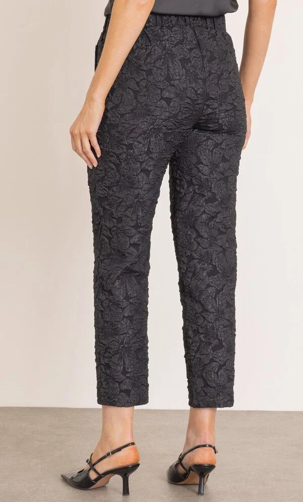 Floral Textured Pull On Trousers